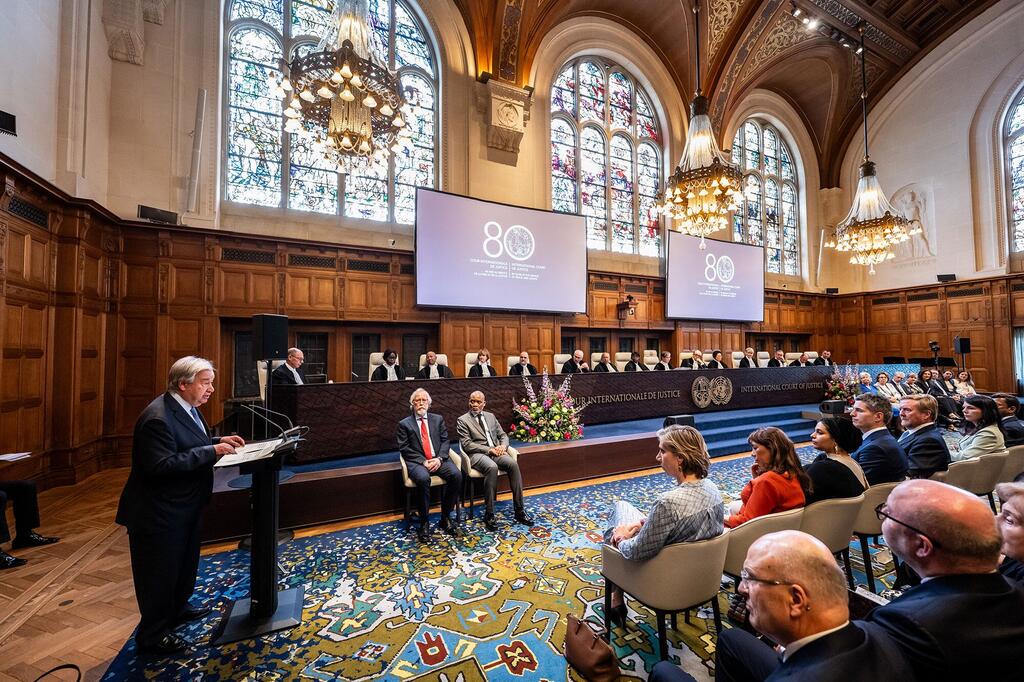 UN Secretary-General António Guterres addresses the International Court of Justice on its 80th anniversary. 